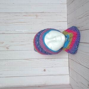 Hand crocheted beanie with a faux fur pom and cowl scarf set